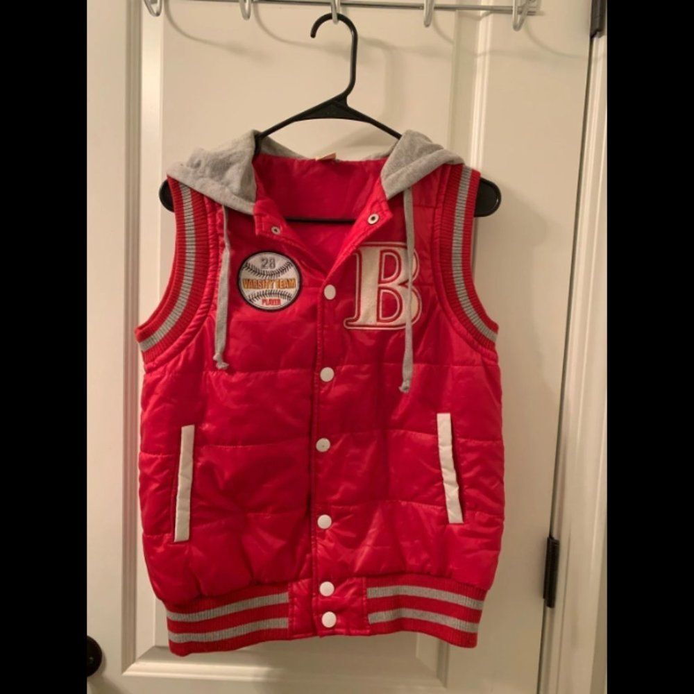Women's Juniors Large Athletic Hooded Vest Jacket Sz L Multicolor